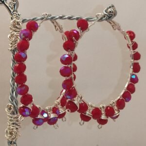 Pendientes Luxury Rojo Plateado