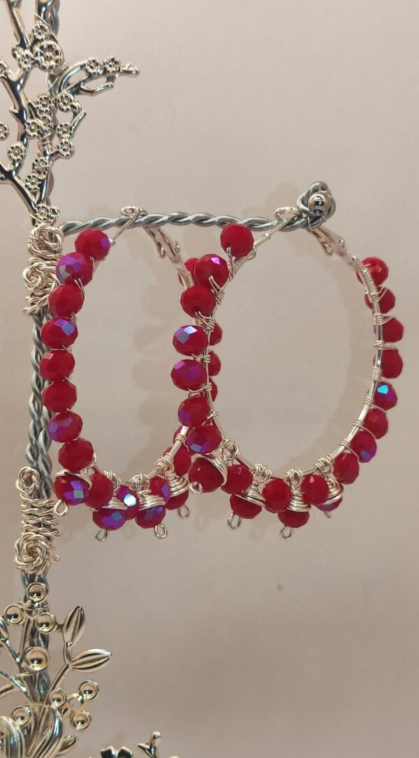 Pendientes Luxury Rojo Plateado