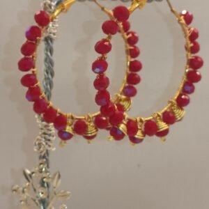 Pendientes Aro Luxury Rojo Dorado