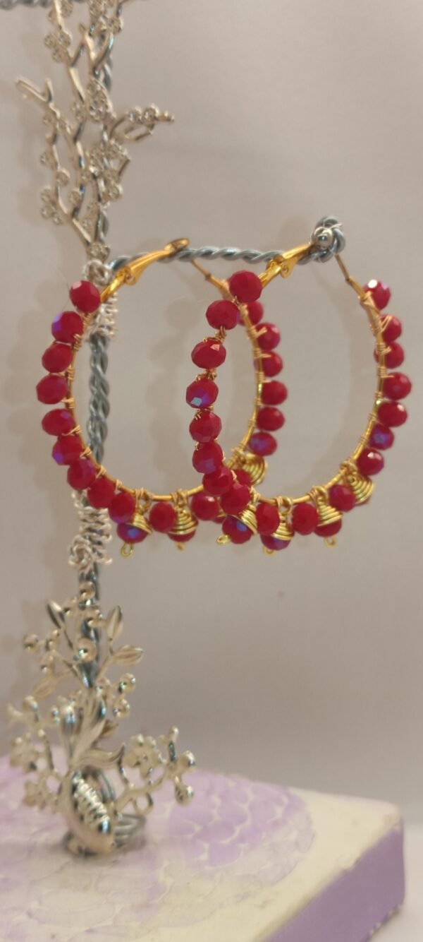 Pendientes Aro Luxury Rojo Dorado