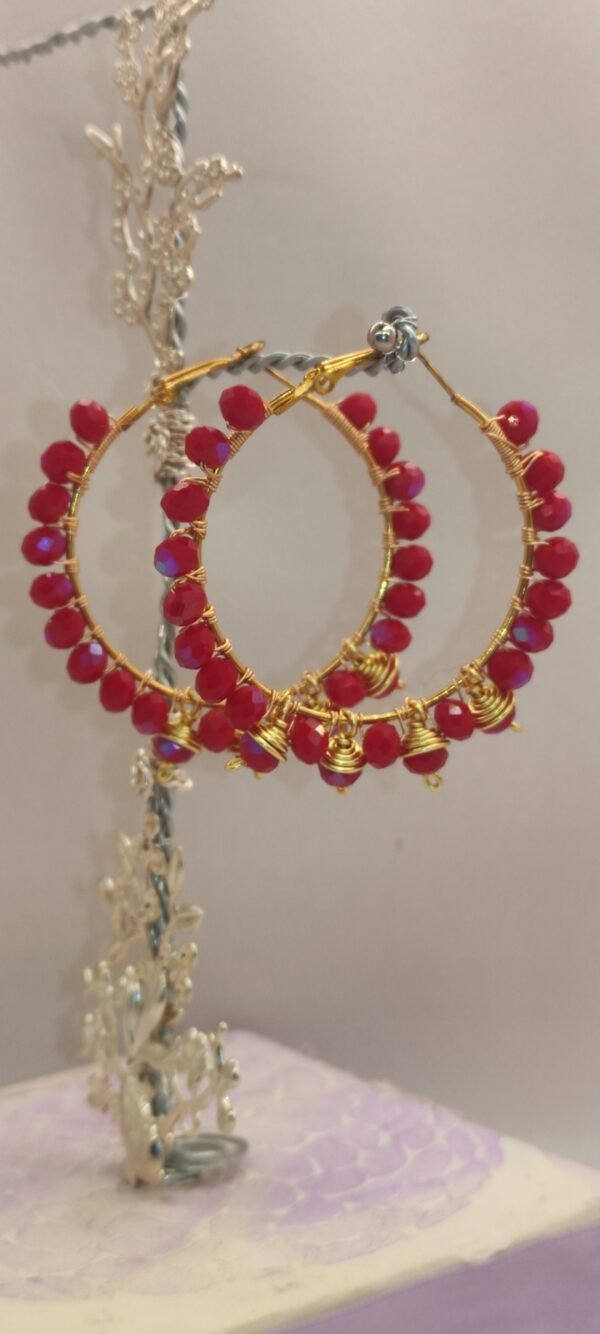 Pendientes Aro Luxury Rojo Dorado