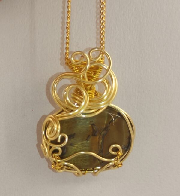 Colgante Ojo de Tigre Dorado