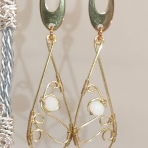 Pendientes Lágrima blanco Dorados