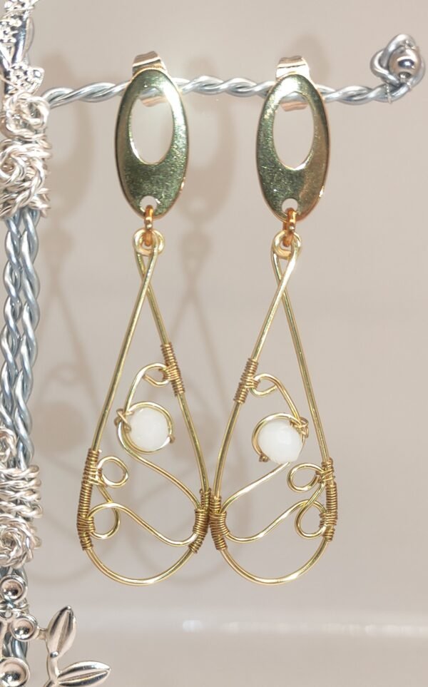 Pendientes Lágrima blanco Dorados