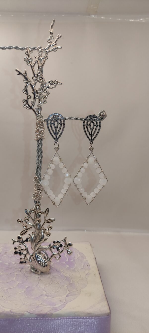 Pendientes Rombo Blancos Plateados