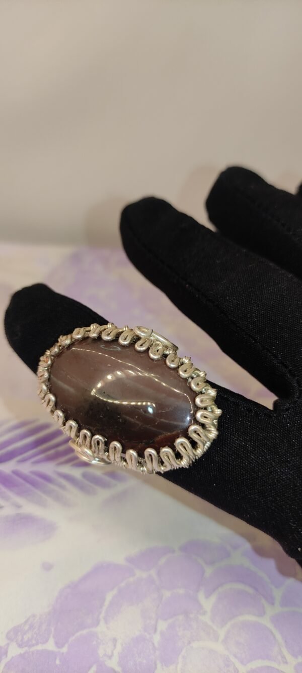 Anillo Mocaita Natural Plateado