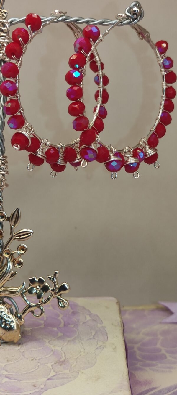 Pendientes Luxury Plateados Rojos