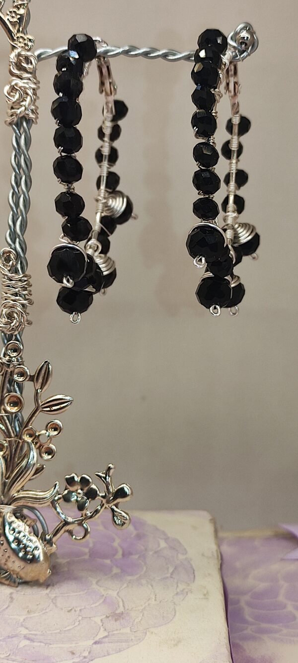 Pendientes Luxury Aro Plateados Negros
