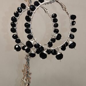 Pendientes Luxury Aro Plateados Negros
