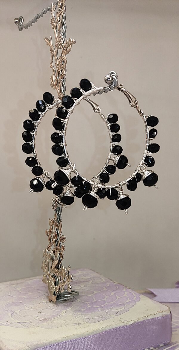 Pendientes Luxury Aro Plateados Negros