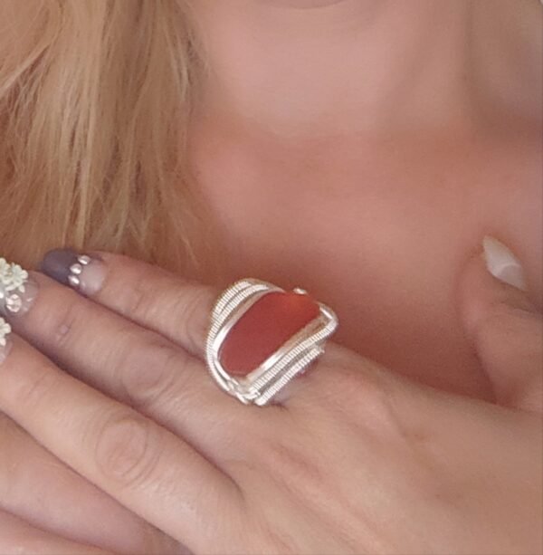 Anillo Carneola Cuadrado