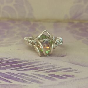 Anillo Lagrima Cristal V Plateado