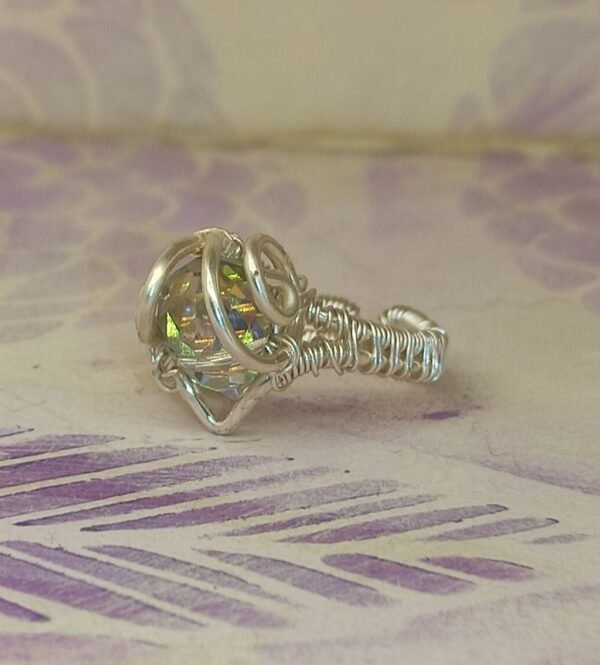Anillo Lagrima Cristal V Plateado