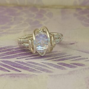 Anillo Lagrima Cristal T Plateado