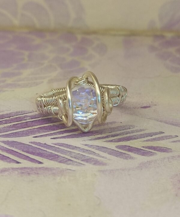 Anillo Lagrima Cristal T Plateado