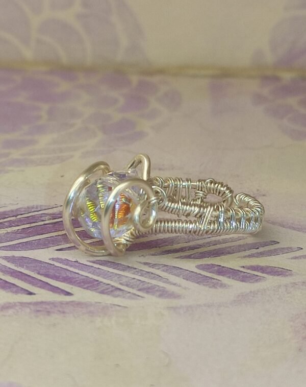 Anillo Lagrima Cristal T Plateado