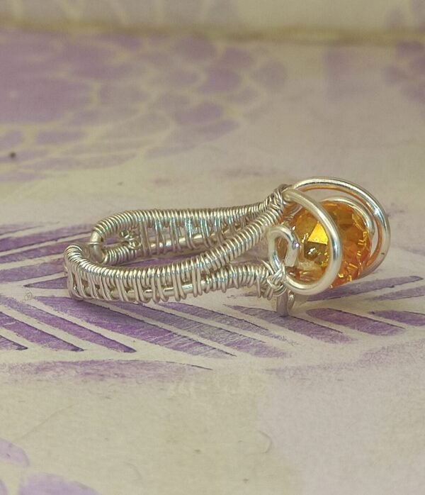 Anillo Lagrima Cristal N Plateado