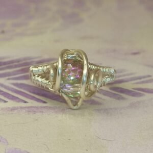 Anillo Lagrima Cristal M Plateado