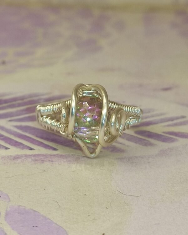 Anillo Lagrima Cristal M Plateado