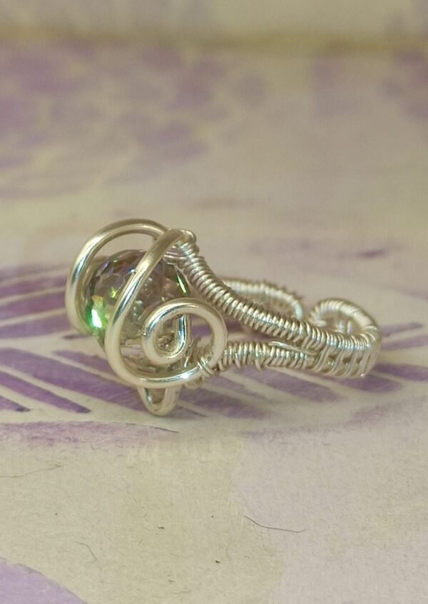 Anillo Lagrima Cristal M Plateado