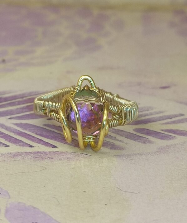 Anillo Lagrima Cristal M Dorado