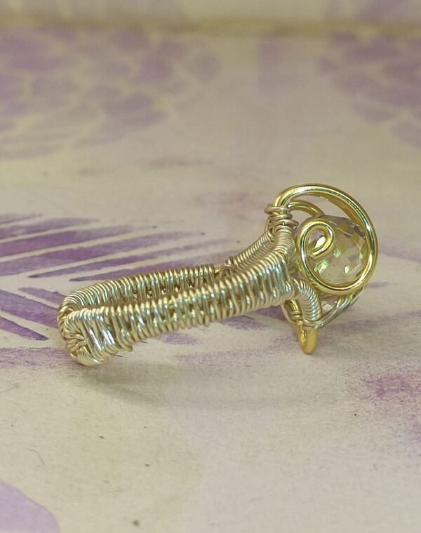 Anillo Lagrima Cristal M Dorado