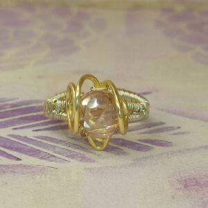 Anillo Lagrima Cristal R Dorado