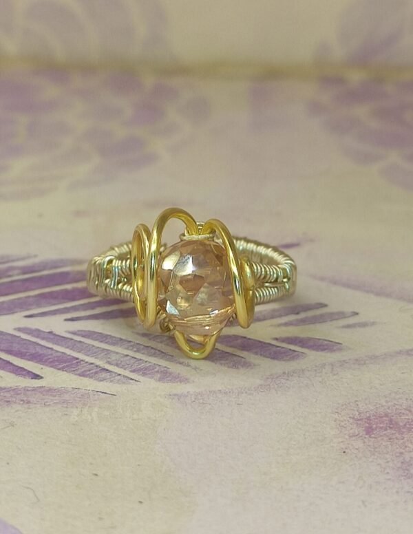 Anillo Lagrima Cristal R Dorado