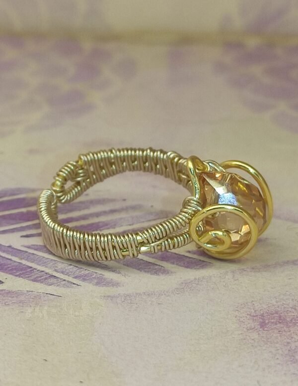 Anillo Lagrima Cristal R Dorado
