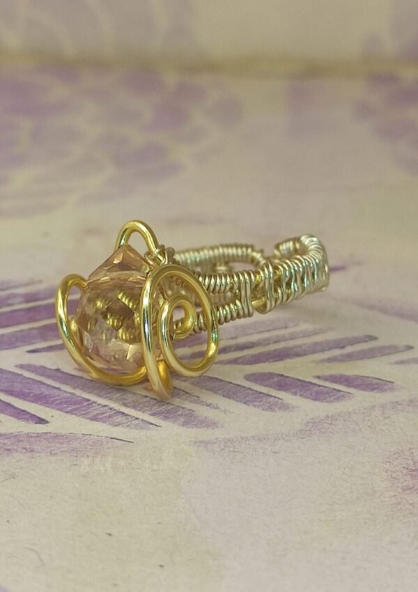 Anillo Lagrima Cristal R Dorado