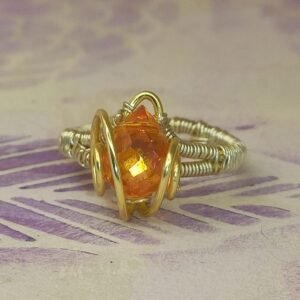 Anillo Lagrima Cristal N Dorado