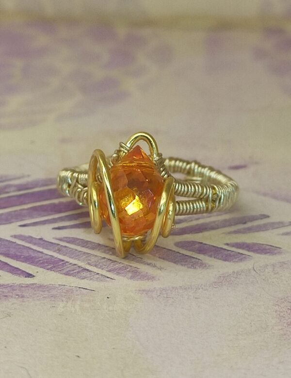 Anillo Lagrima Cristal N Dorado