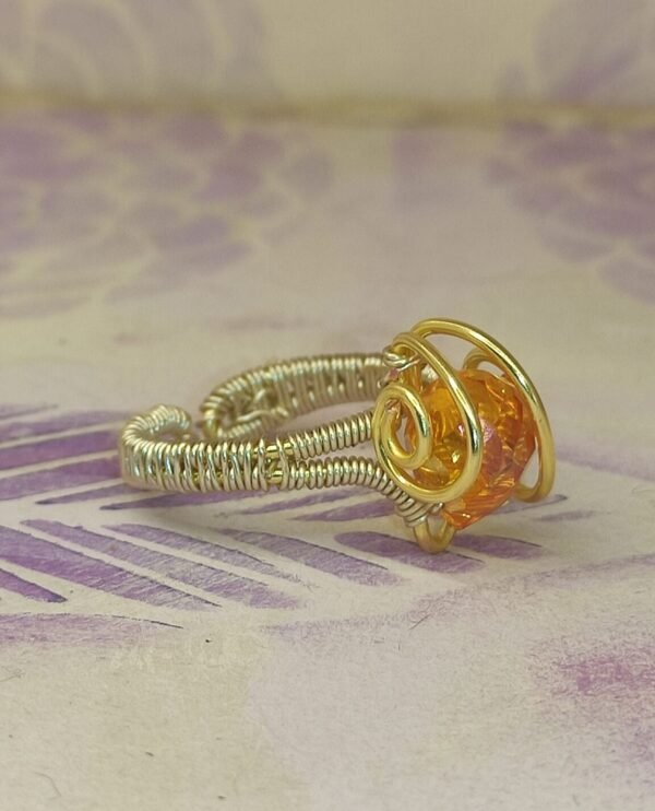 Anillo Lagrima Cristal N Dorado