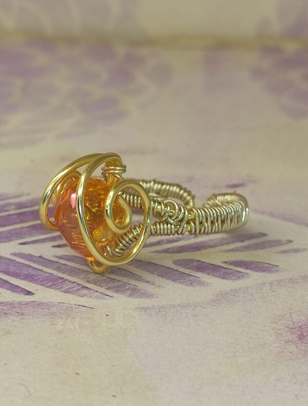 Anillo Lagrima Cristal N Dorado