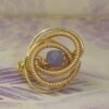 Anillo Espiral Turmalina Azul Dorado