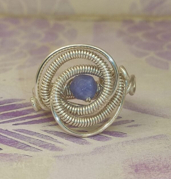 Anillo Espiral Turmalina Azul